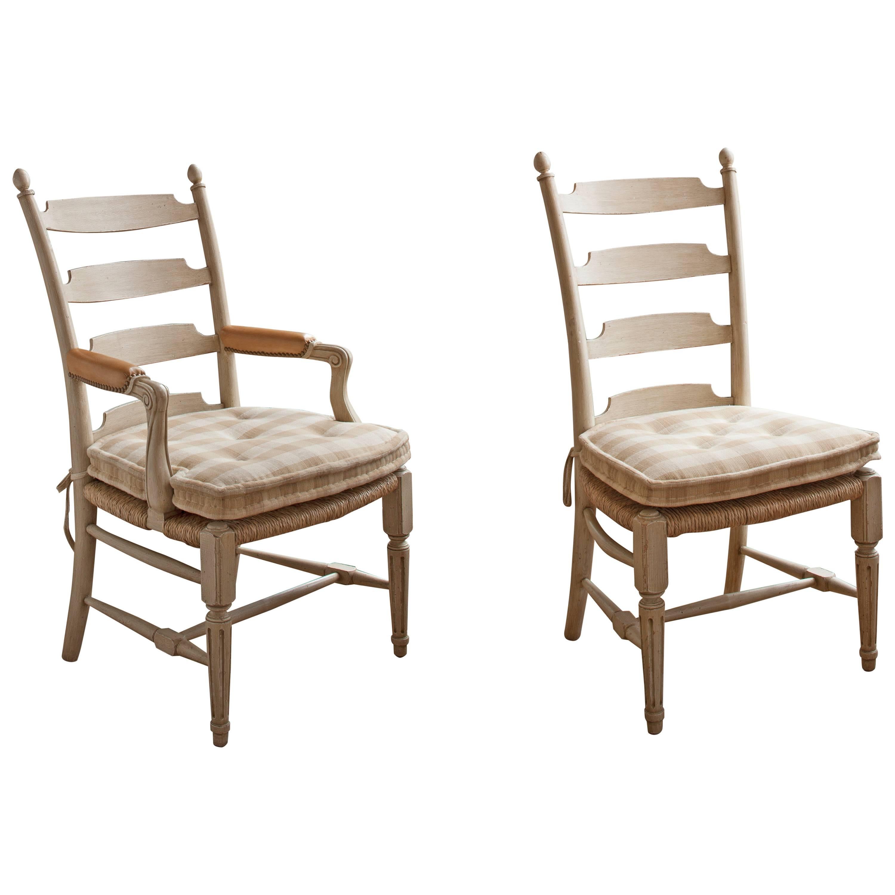 Set of 12 David Easton Ladder-Back Dining Chairs
