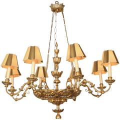 Austrian Neoclassical Silvered and Giltwood Eight-Light Chandelier Austrian Neoclassical Silvered and Giltwood Eight-Light Chandelier