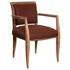 French 1940s Cerused Oak Armchair