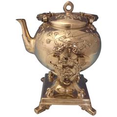 Japanese by Tiffany & Co. Sterling Kettle on Stand with Birds and Foliage 12