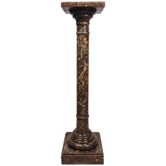 Tall and Slender Faux Marble Column with Wooden Top