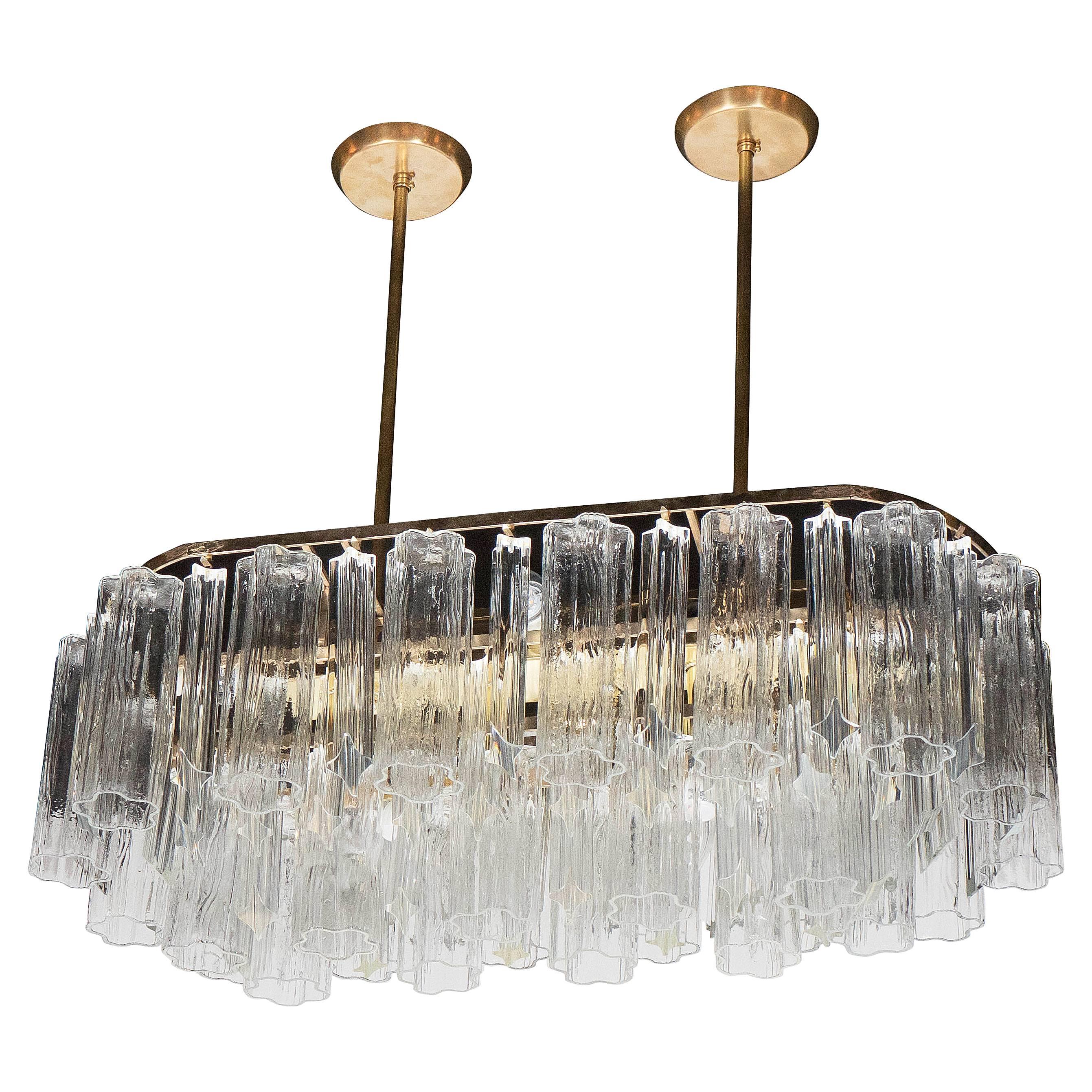 Mid-Century Modern Tronchi and Triedre Murano Chandelier by Camer