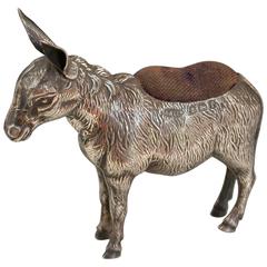 Edwardian Novelty Silver Donkey Pin Cushion