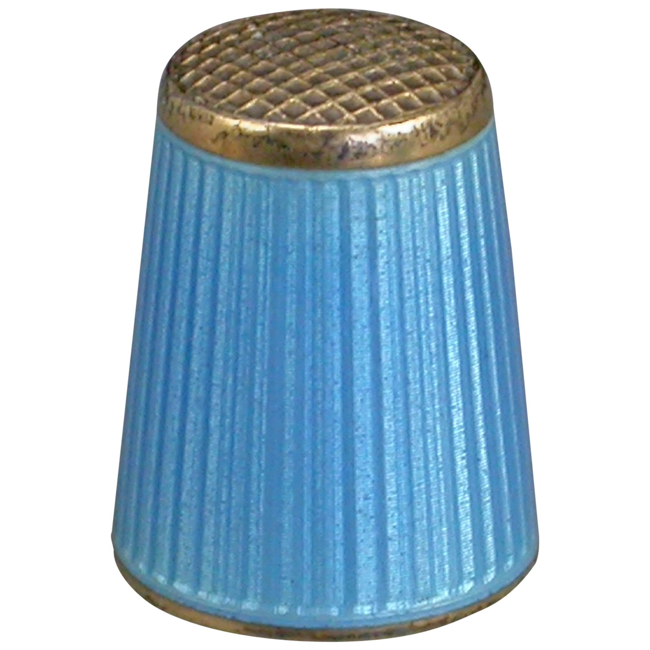 Early 20th Century Norwegian Silver Gilt and Guilloche Enamel Thimble