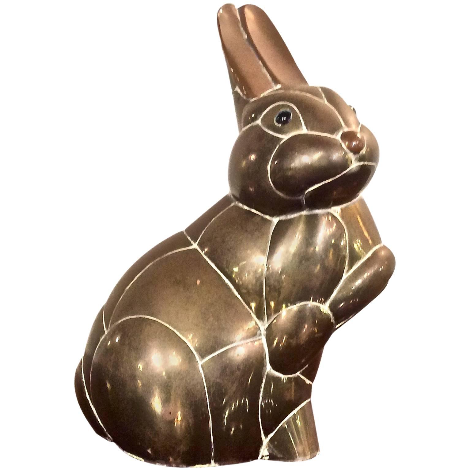 Brass Bunny Rabbit Sculpture Attributed to Sergio Bustamante