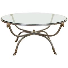 Neoclassical Style Steel and Gilt Bronze Coffee Table, 20th Century