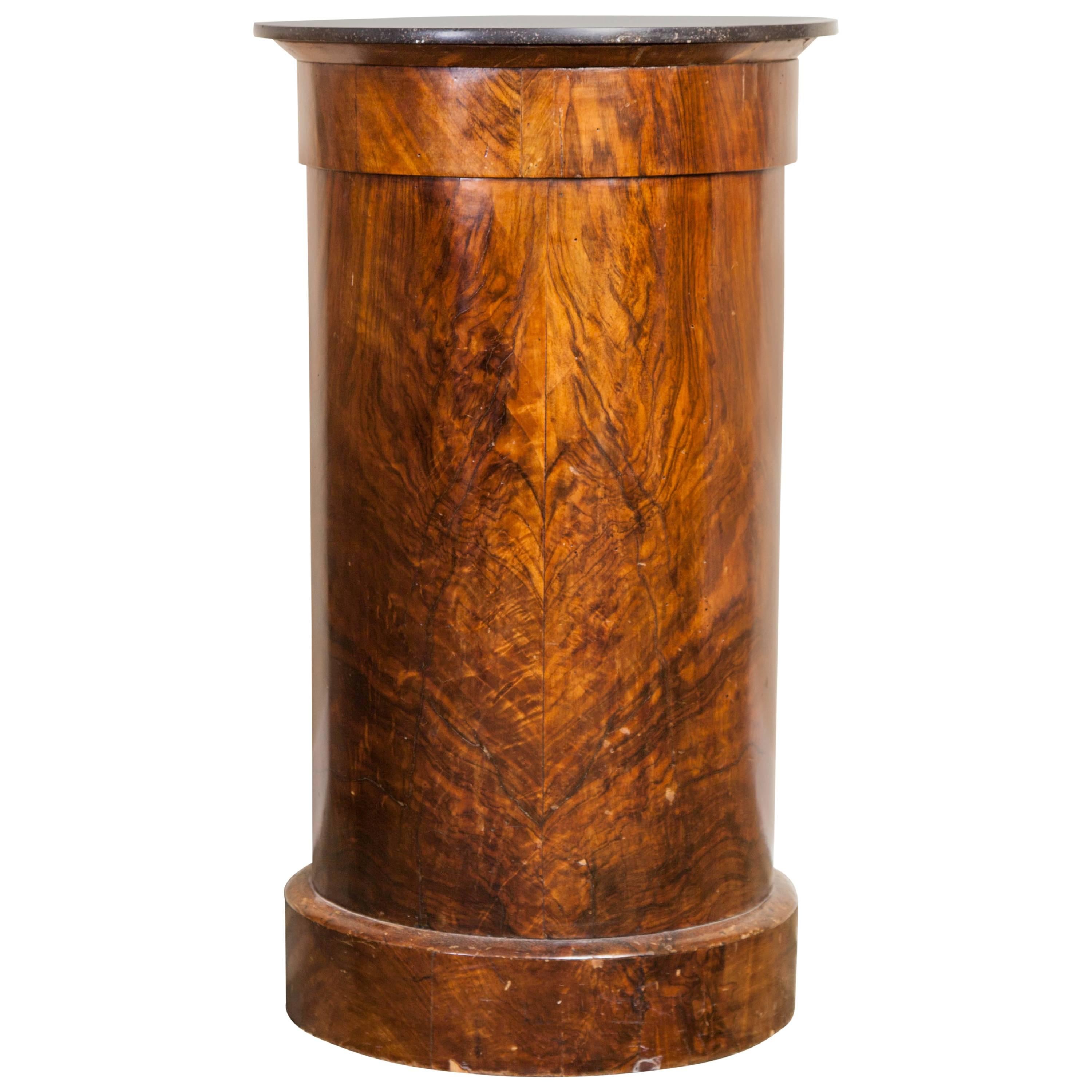 Empire Burl Walnut Night Table, Early 19th Century