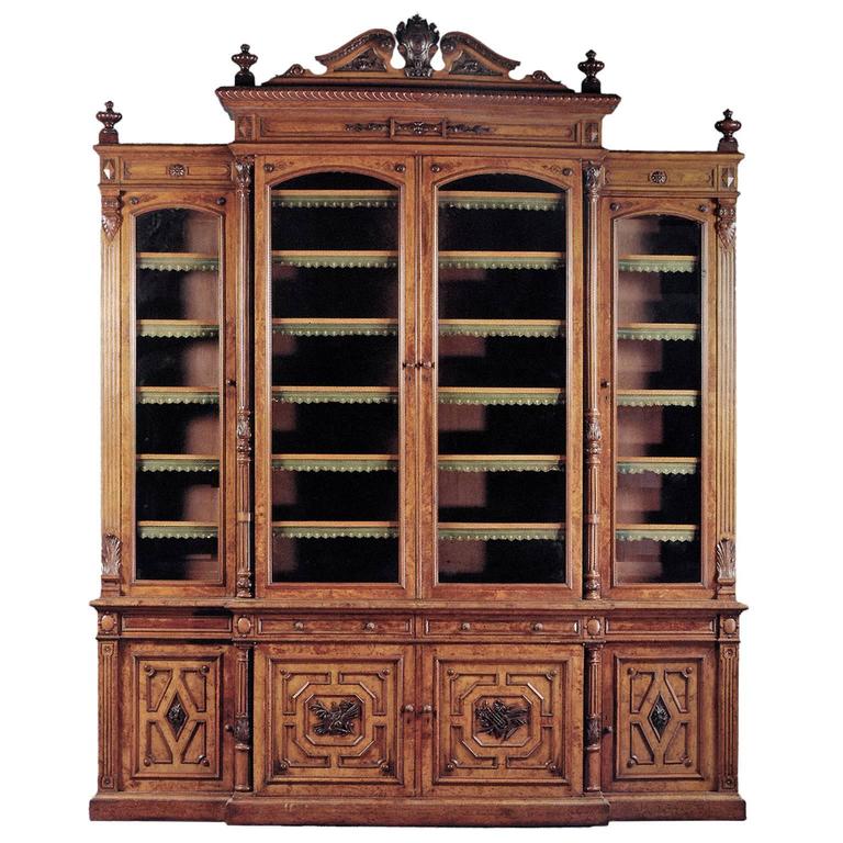 Oak Breakfront Library Bookcase For Sale at 1stdibs