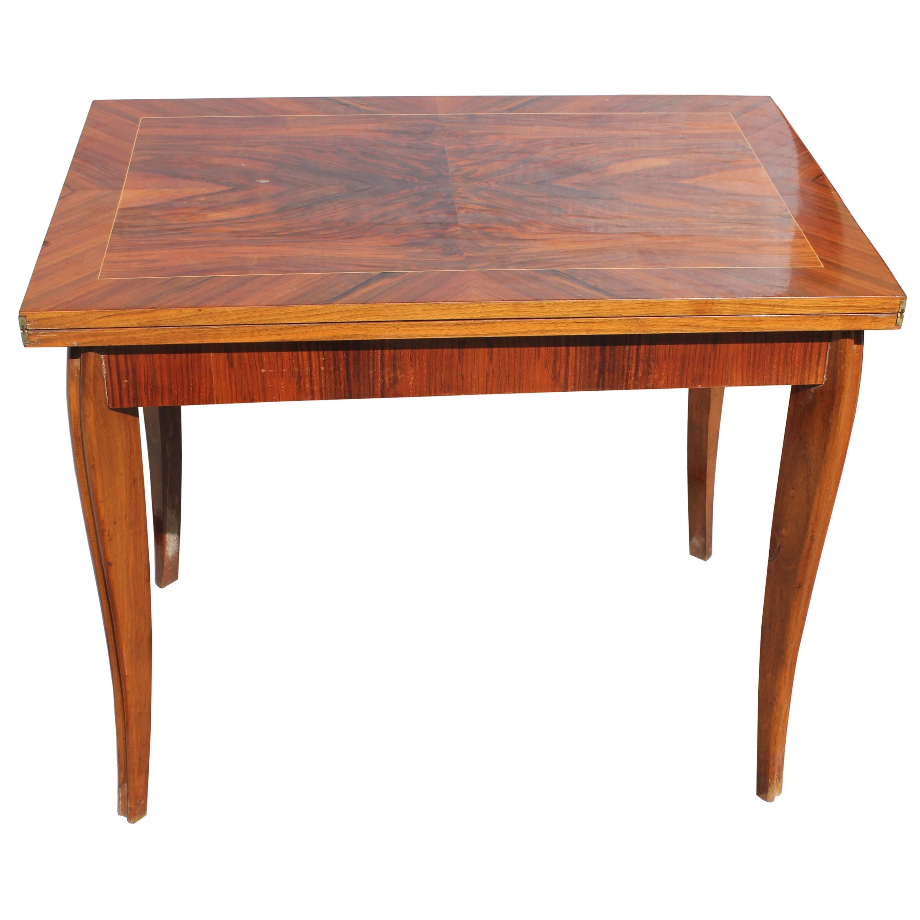 French Art Deco Exotic Walnut Gaming Table, circa 1940s