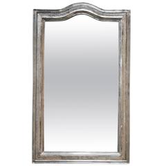 19th Century French Louis Philippe Mirror in Silver Gilt with Arched Top