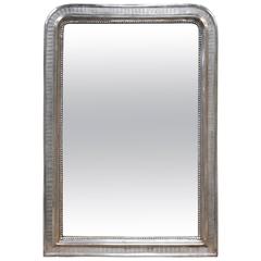 Antique 19th Century French Louis Philippe Mirror in Silver Gilt