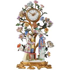 Small Polychrome Porcelain and Gilt Bronze Clock