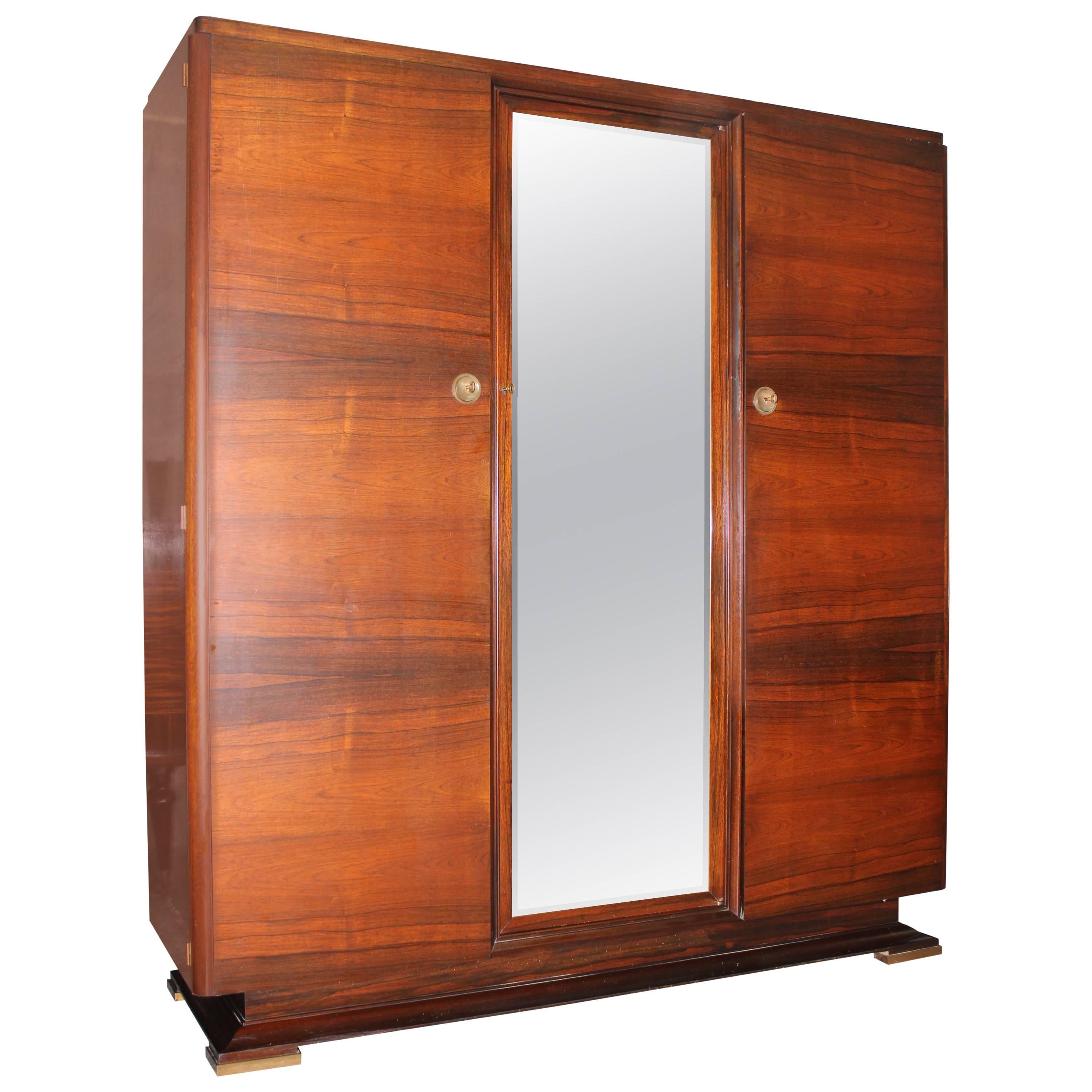French Art Deco Masterpiece Palisander Armoire by Maxime Old, circa 1940s
