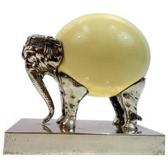 Late 20th Century Ostrich Egg and Silver Elephant Sculpture by J Antony Redmile