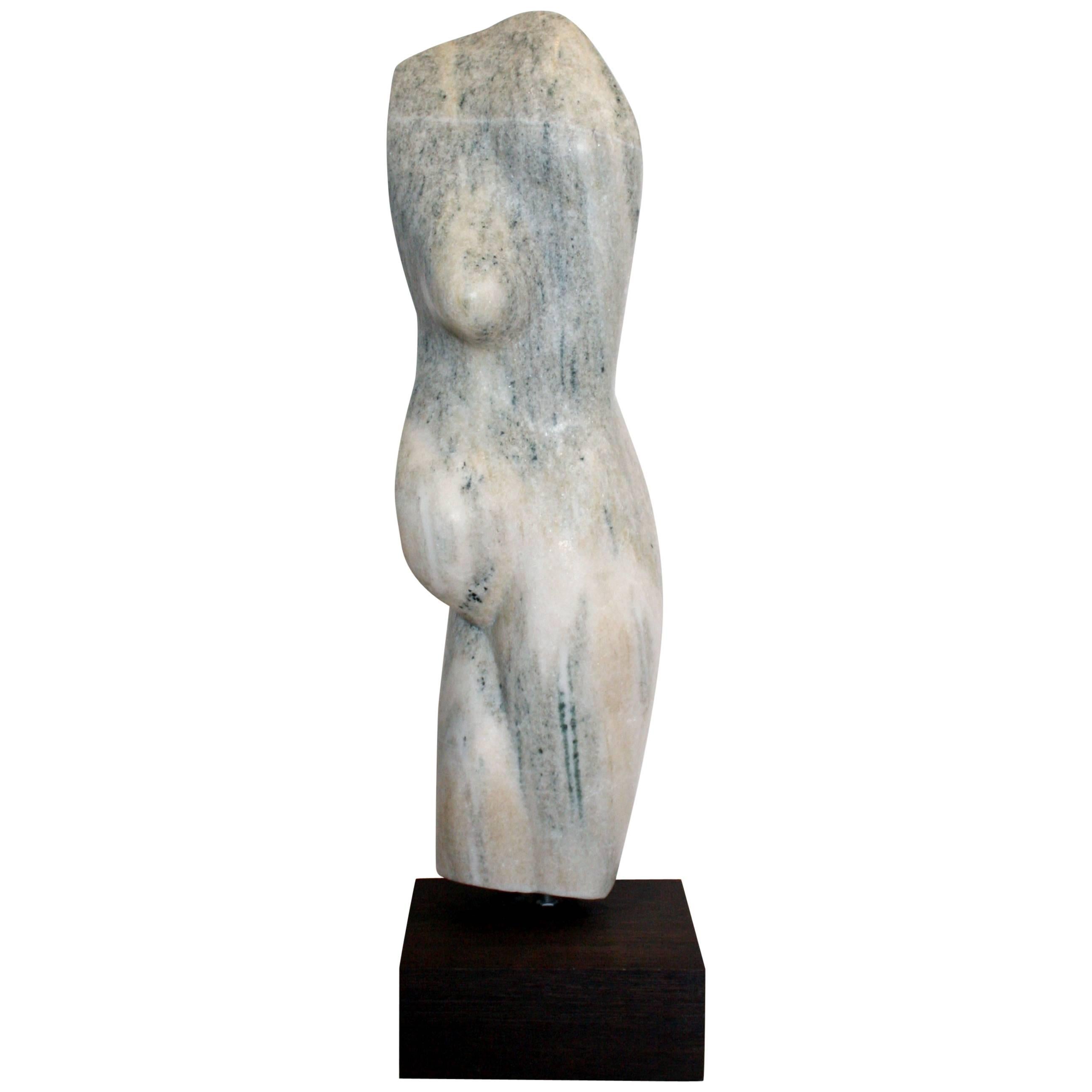 Tall Marble Cubist "Venus" Torso Sculpture, Signed For Sale