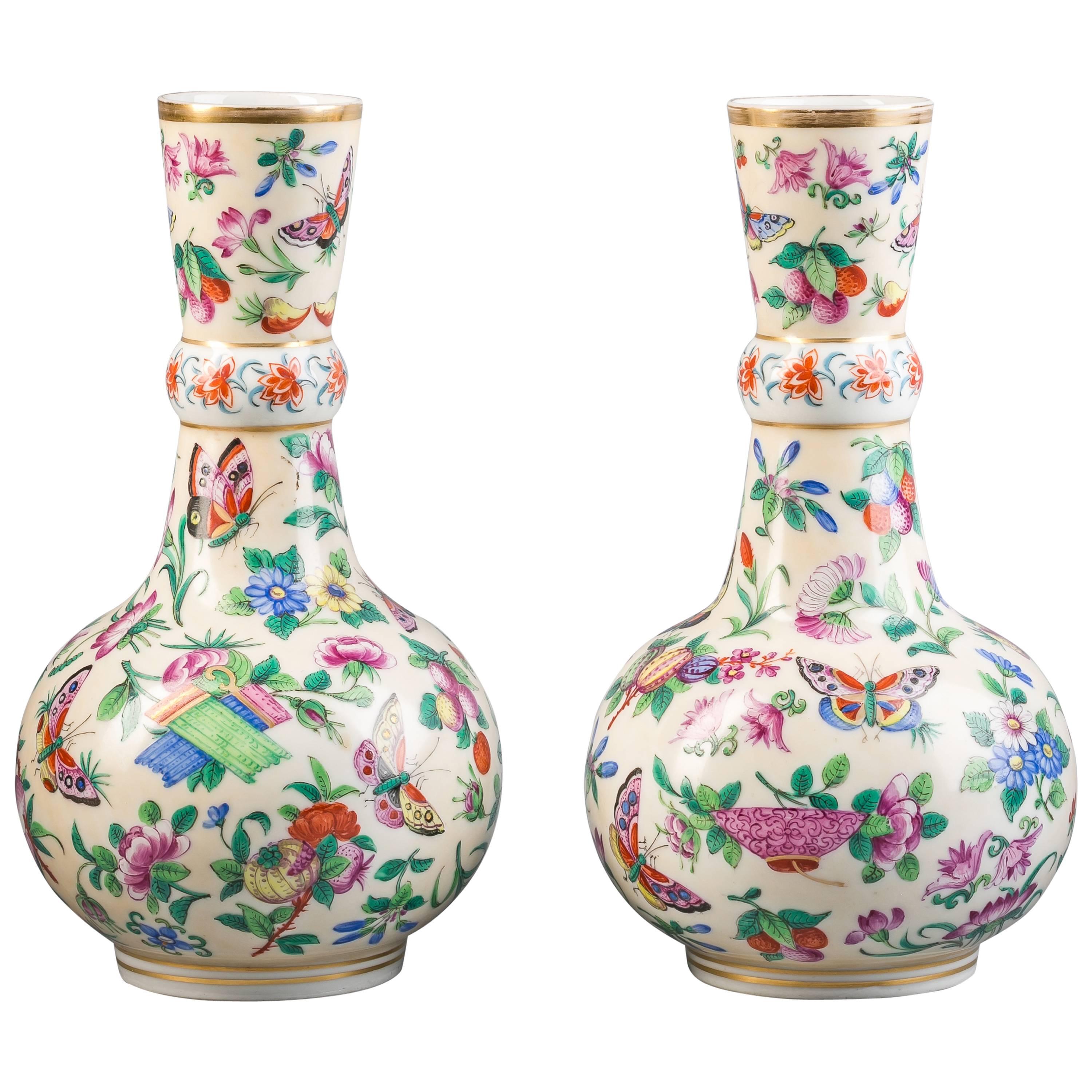 Pair of French Porcelain Vases, circa 1840 For Sale
