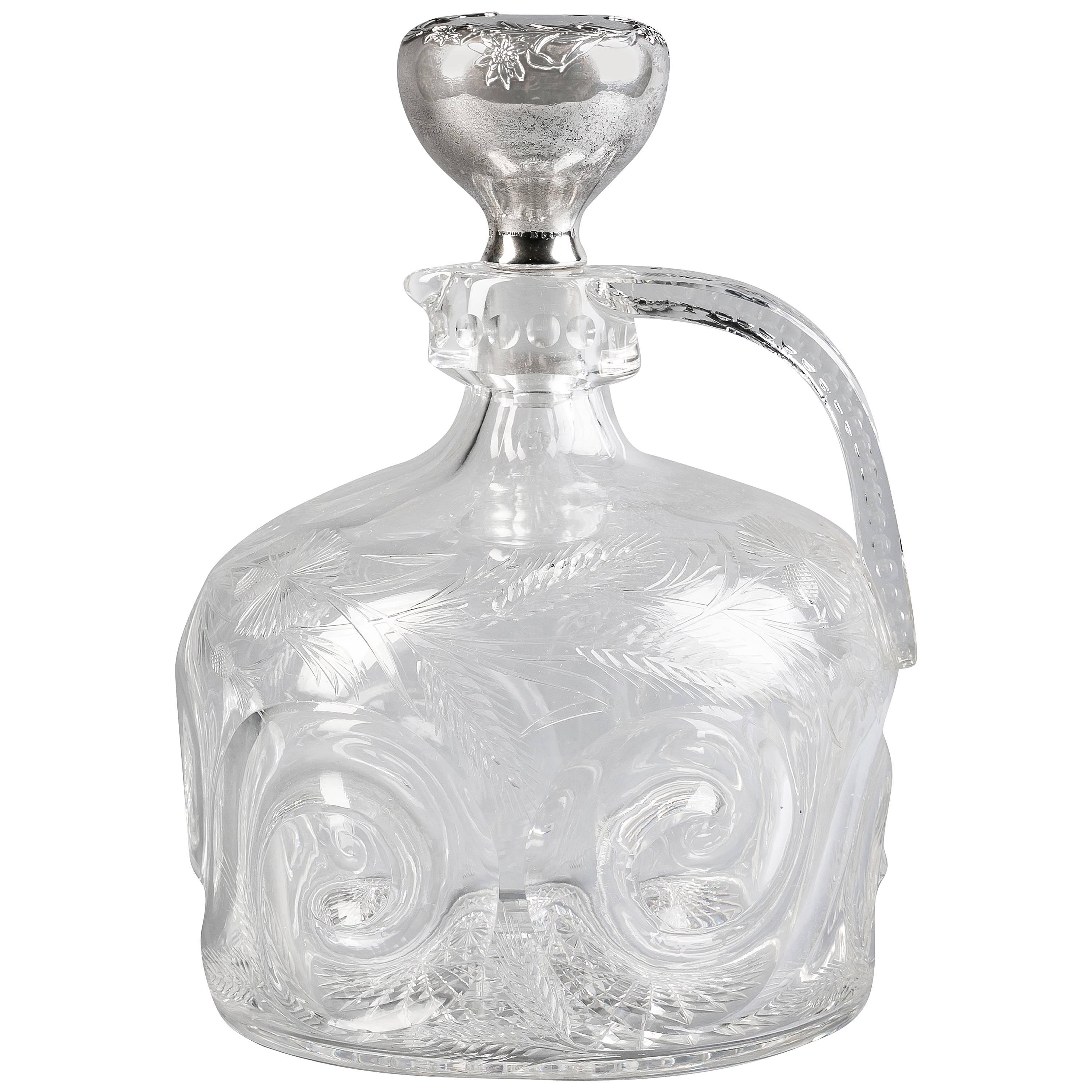 Gorham Silver and Crystal Decanter, circa 1910 For Sale