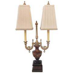 Marble and Cast Gilt Brass Double Light Lamp