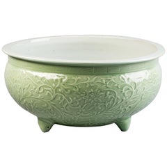 Antique Chinese Celadon Footed Centerpiece, 19th Century