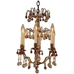 French 1930s Chandelier with Tear Crystals