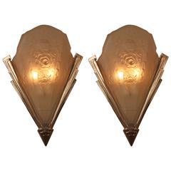 Pair of Large French Art Deco Wall Sconces