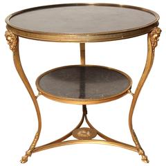 Louis XVI Style Bronze and Marble Gueridon with Bacchus Mounts