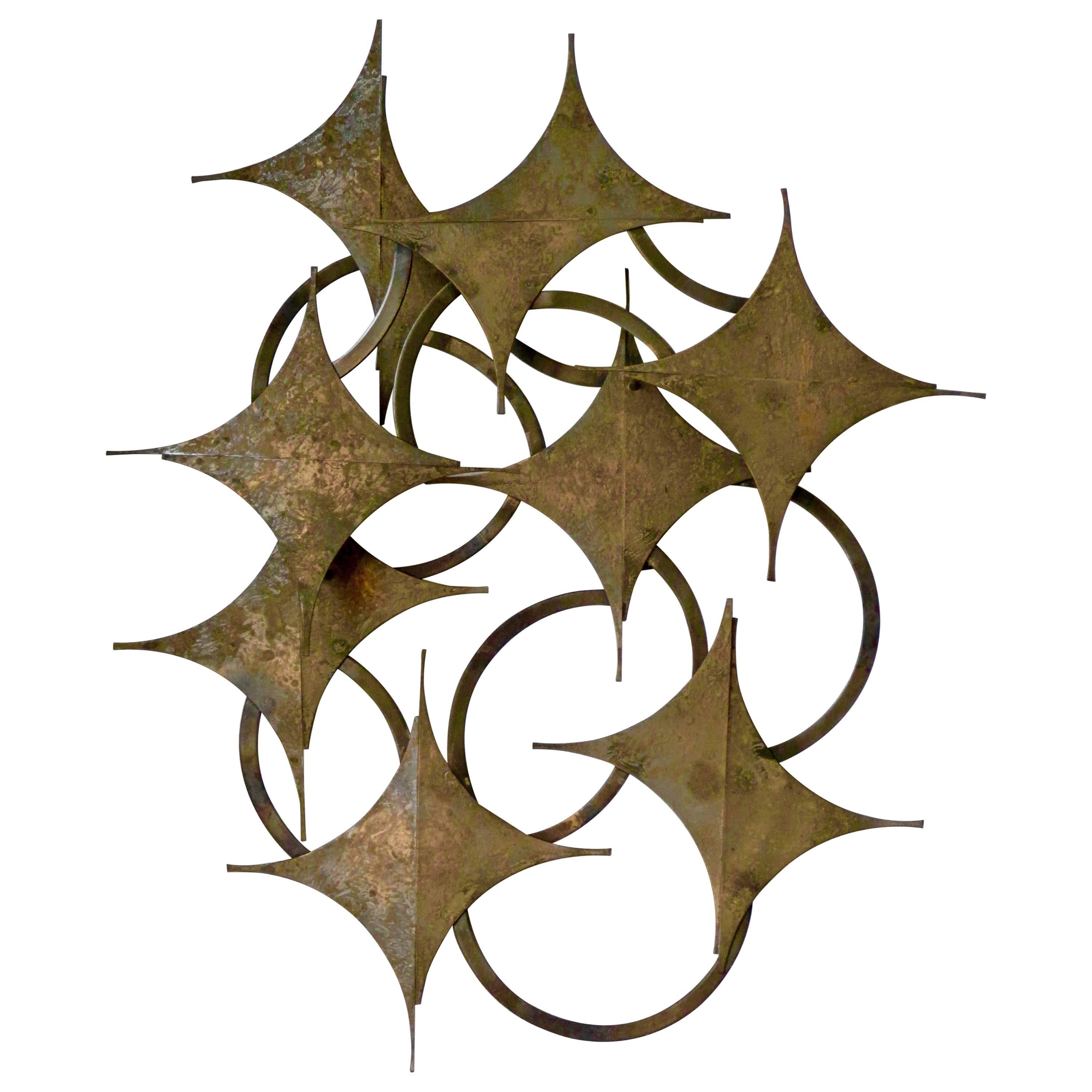 Patinated Metal Wall Sculpture by Curtis Jere For Sale