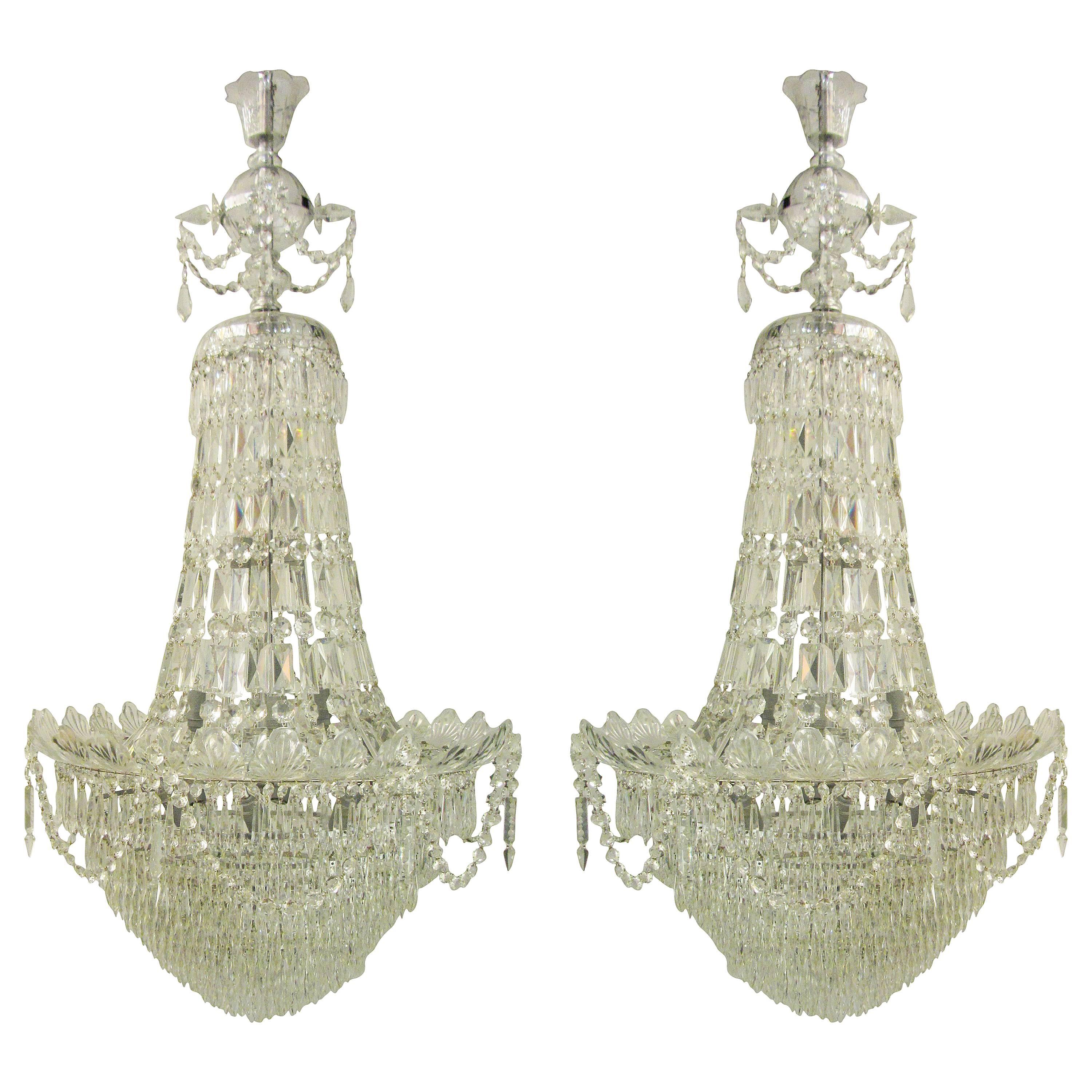 Pair of French Waterfall Chandeliers For Sale