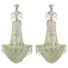 Retro Pair of French Waterfall Chandeliers