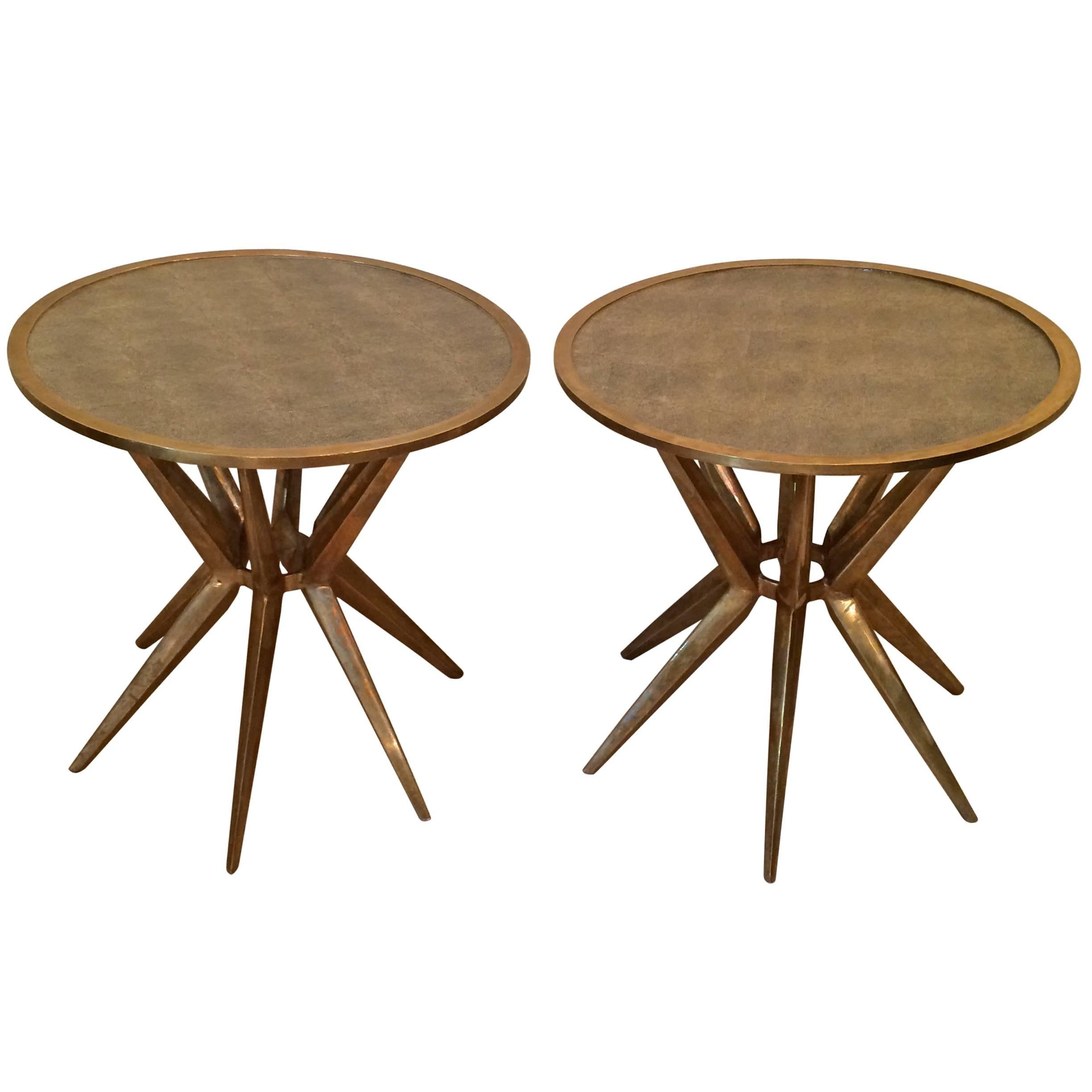 Pair of Bronze and Galuchat Side Tables