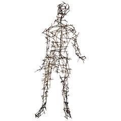 Abstract Steel Sculpture of a Lifesize Standing Man by Moira Fain