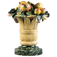 Majolica Fruit-in-Basket Centerpiece, circa 1875