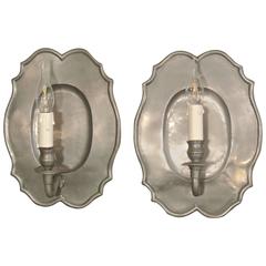 Nice Pair of French Pewter Sconces from the 20th Century