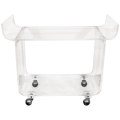Lucite Waterfall Bar Cart on Round Casters