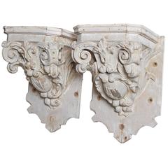 Pair of Large Painted 18th Century French Brackets