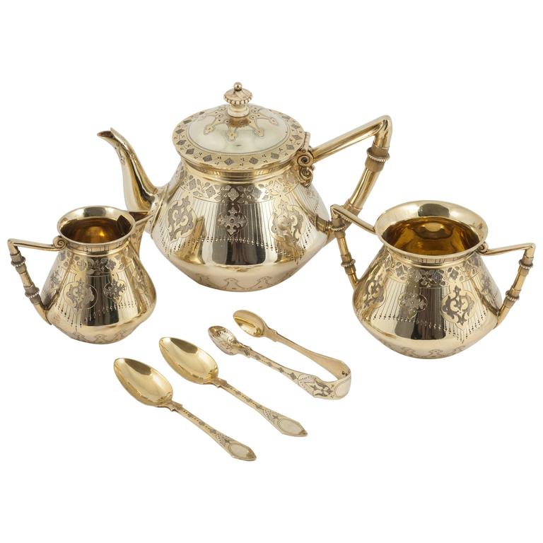Victorian SilverGilt Bachelor Tea Set at 1stDibs