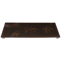 Fine 18th Century Canton Lacquer Tray with Gilt Floral Decoration