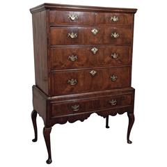 Early 18th century English walnut chest on stand