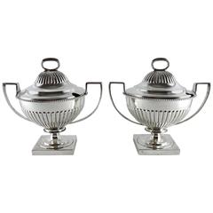 Pair of Late 19th Century English Sterling Silver Regency Revival Sauce Tureens