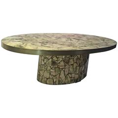  Gorgeous Modernistic Italian Fractured Green Onyx Resin Coffee Table