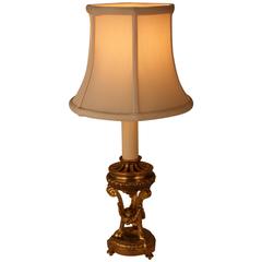 French Doré Bronze Candlestick Table Lamp