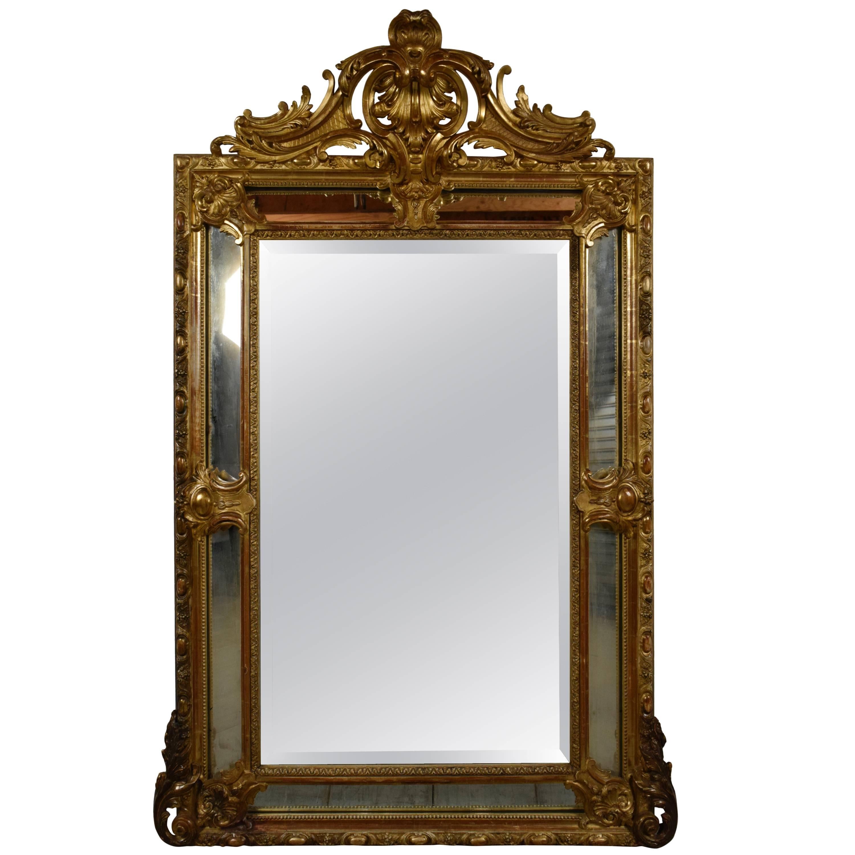 19th Century French Louis XVI Giltwood Marginal Mirror
