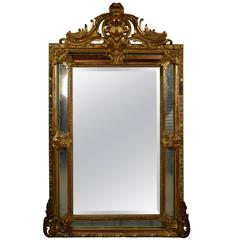 Antique 19th Century French Louis XVI Giltwood Marginal Mirror