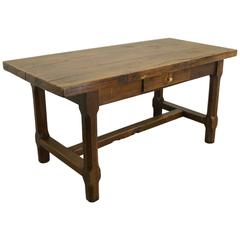 Chunky French Antique Oak Writing Table