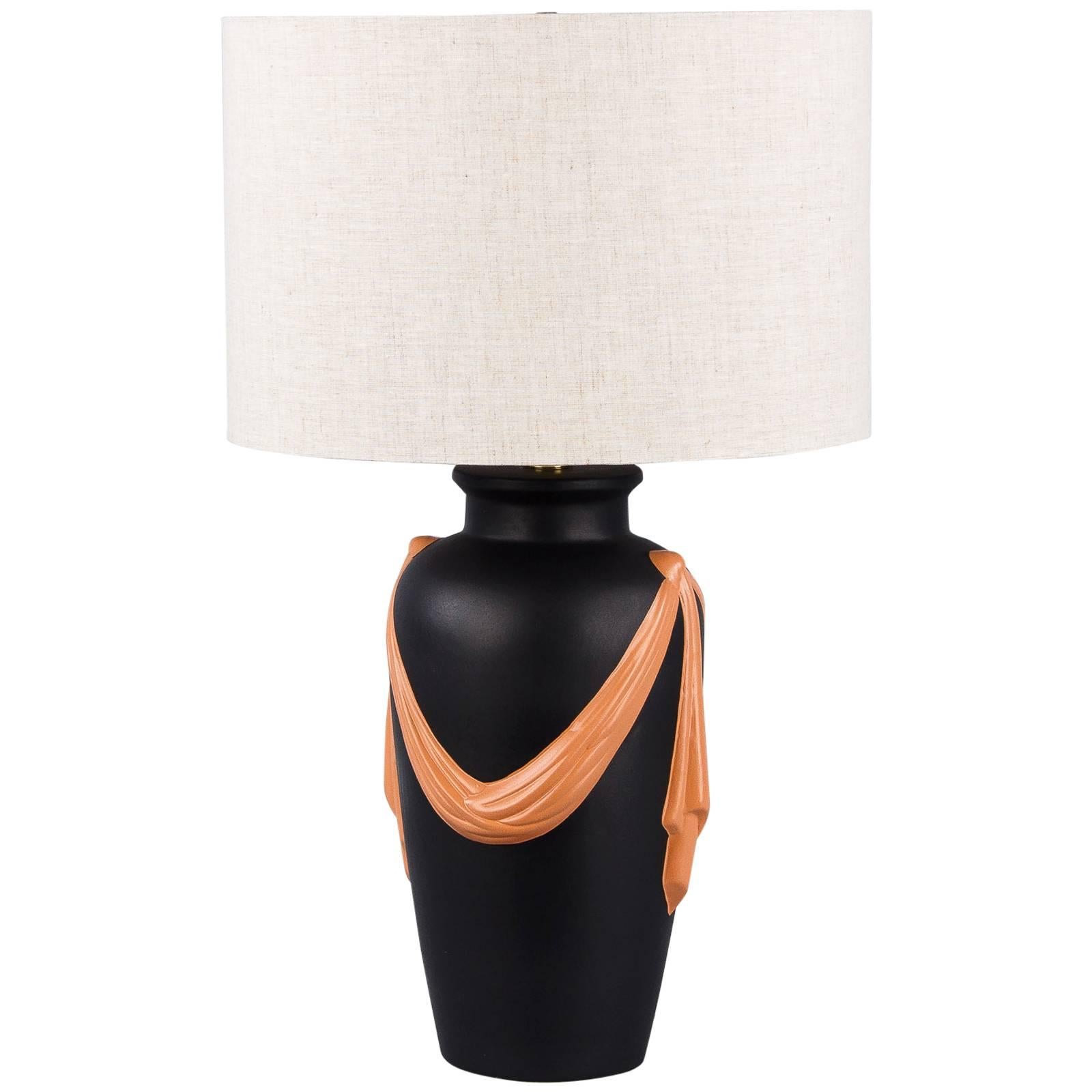 Modern French Painted Terracotta Lamp