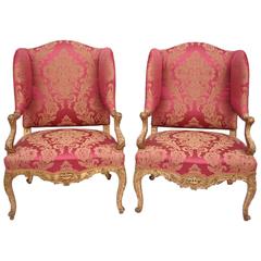 Pair of Regency Style Wing Chairs or Bergeres