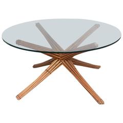 Mid-Century Modern Starburst McGuire Attributed Wood / Glass Table