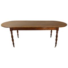 Large French Antique Pine Farm Table, with Cherry Base
