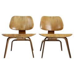Matched Pair of Early LCW Lounge Chairs by Eames For Herman Miller