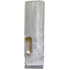 Selenite Log Decorated with 18th Century Italian Gold Leaf Fragment, Accessory